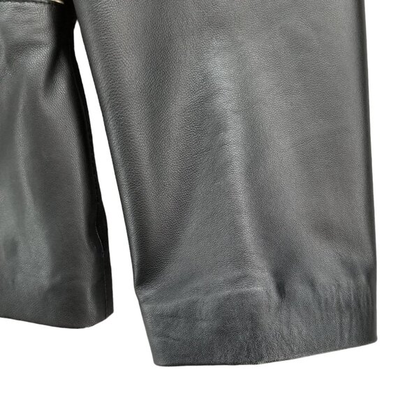 Silvia y Mario Womens Black Leather Jacket Lined Pockets Full Zip Argentina Sz M - Picture 14 of 16